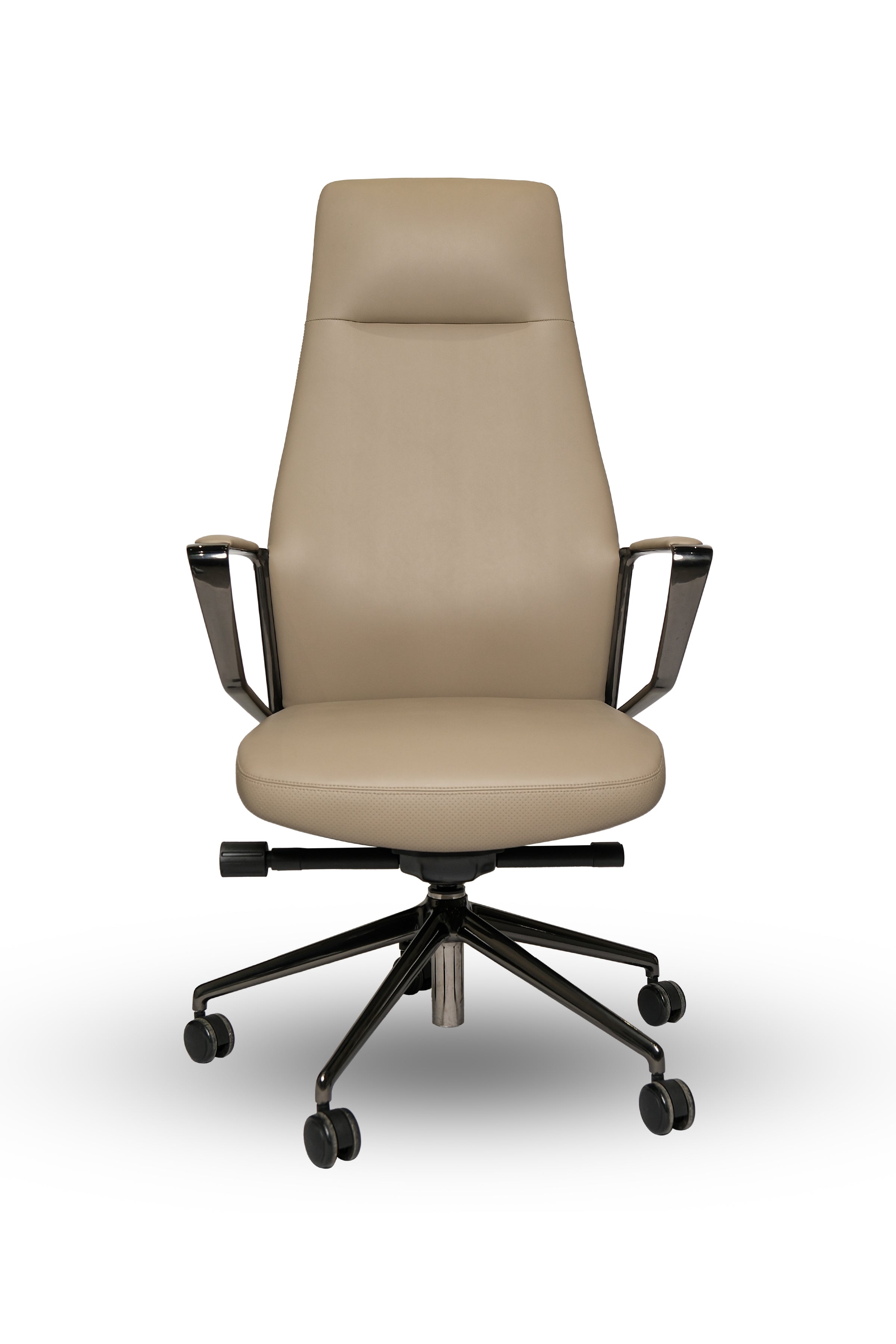 Beige office chair with high backrest on a white background