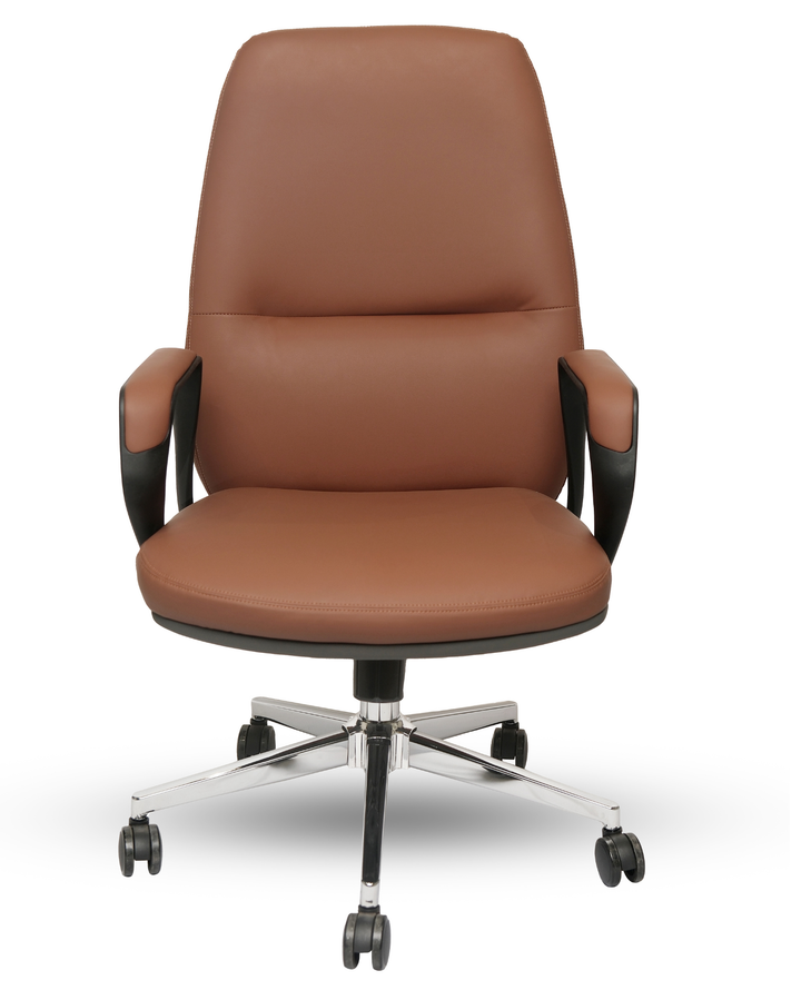 Brown office chair with a white background
