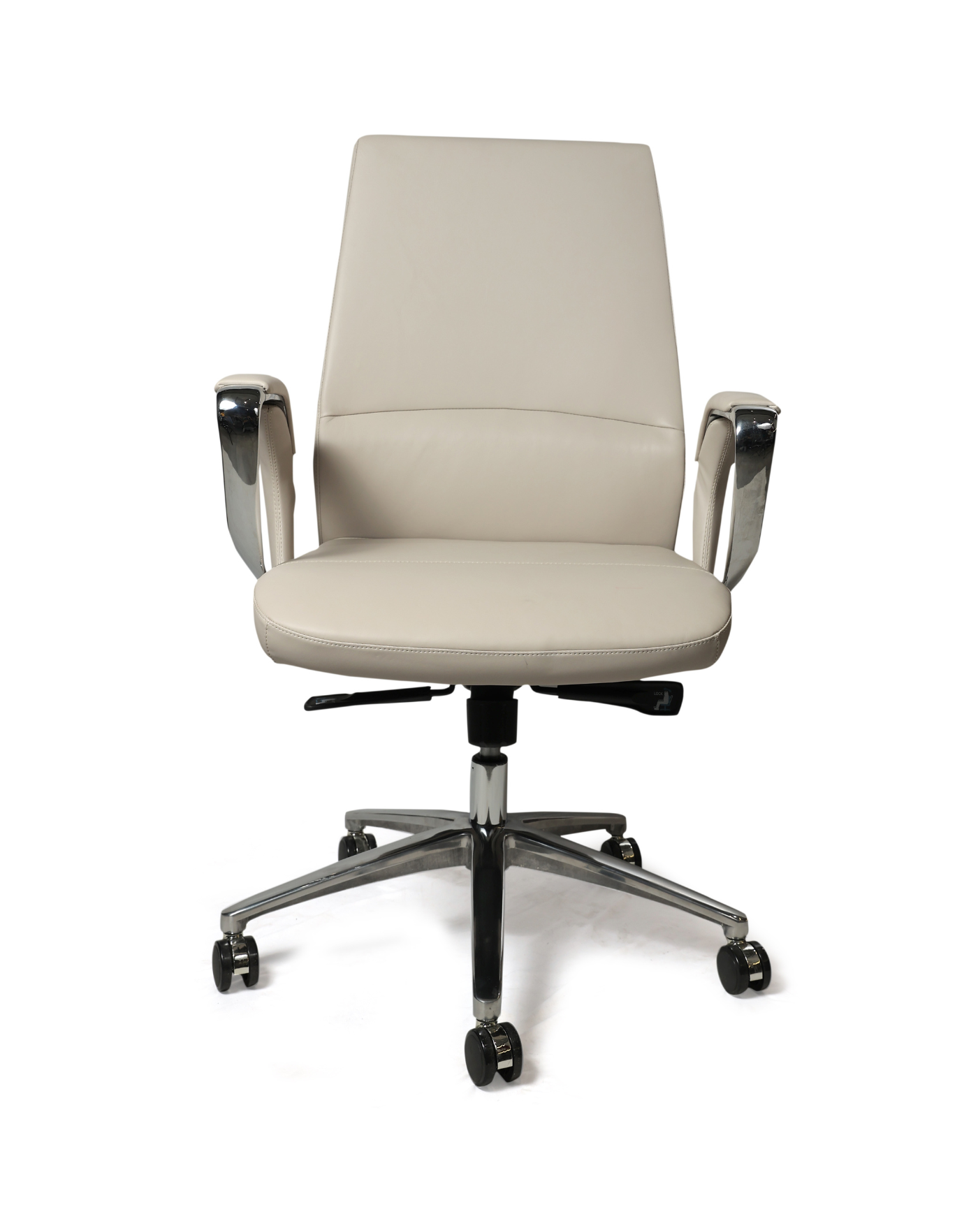 Beige office chair with chrome base on a white background
