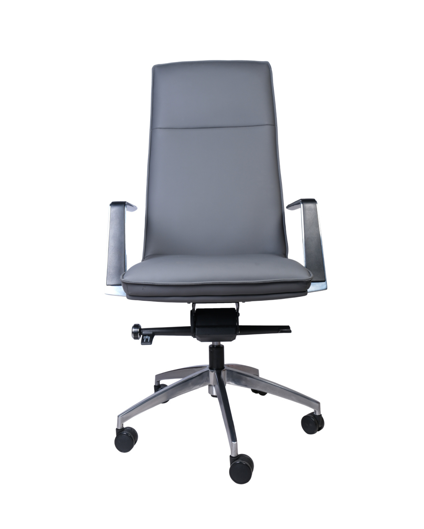 Gray office chair with a black base on a white background