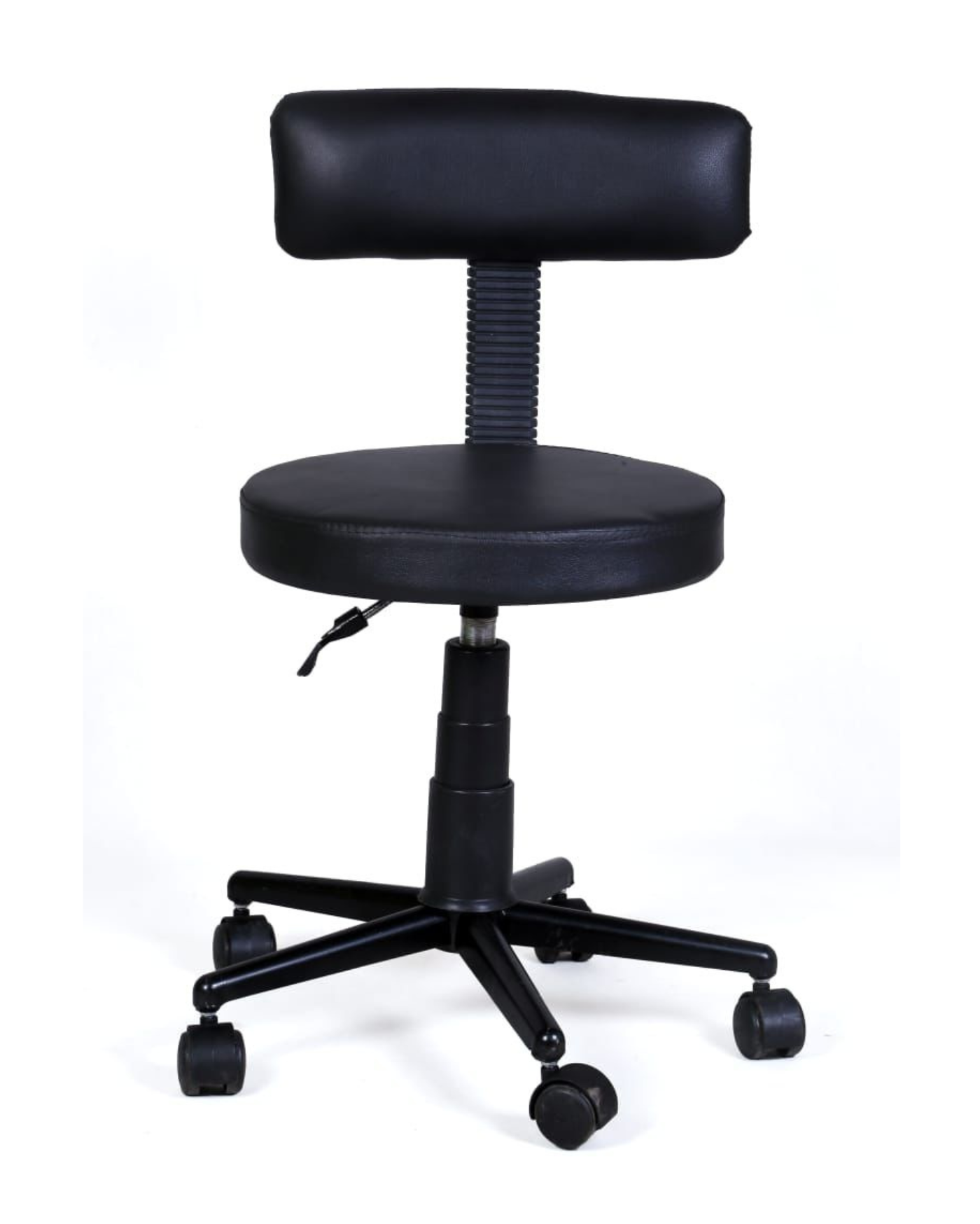 Black office chair with adjustable backrest on a white background