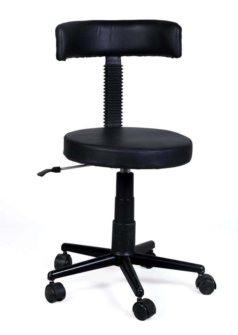 Black office chair with adjustable height on a white background